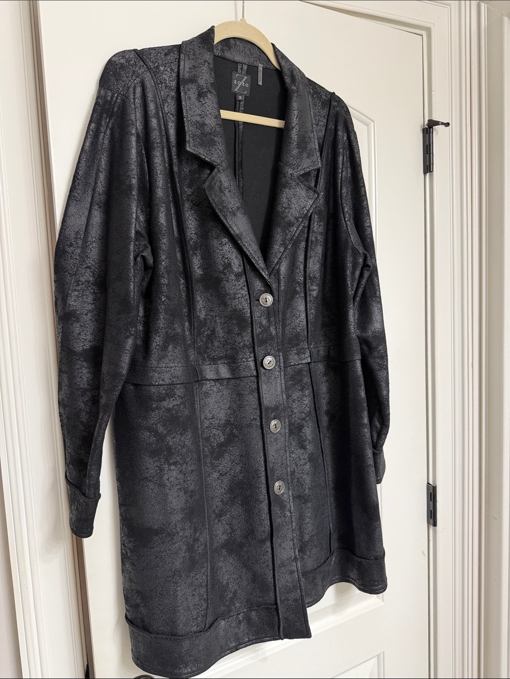 ZOZO Black Textured Longline Blazer Jacket #701